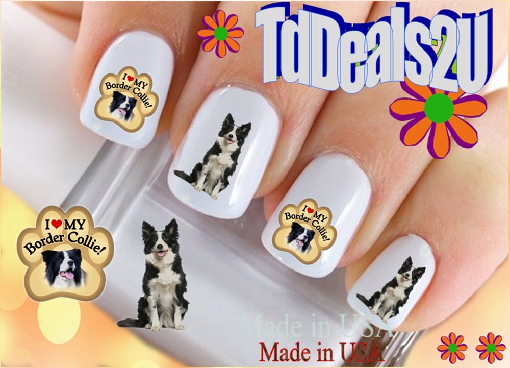 Hipzysticky Nail Art Decals - Border Collie Waterslide Stickers For Diy Nail Designs