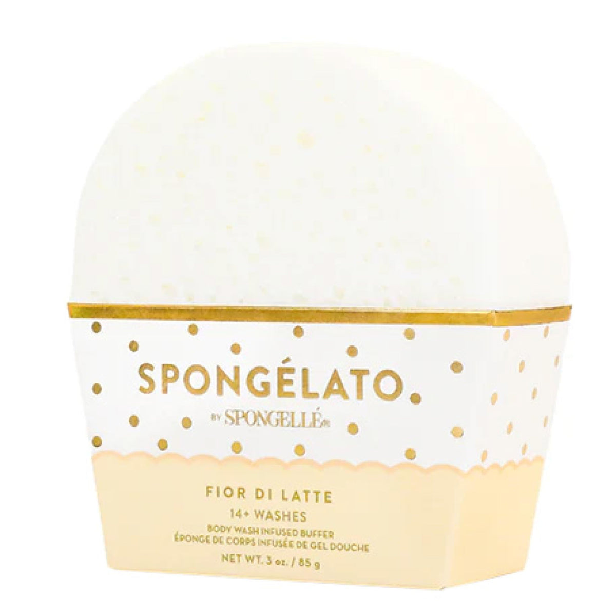 Spongelle Spongelato Loofah Scrubber | Exfoliating Body Wash Infused | Fior De Latte, 14+