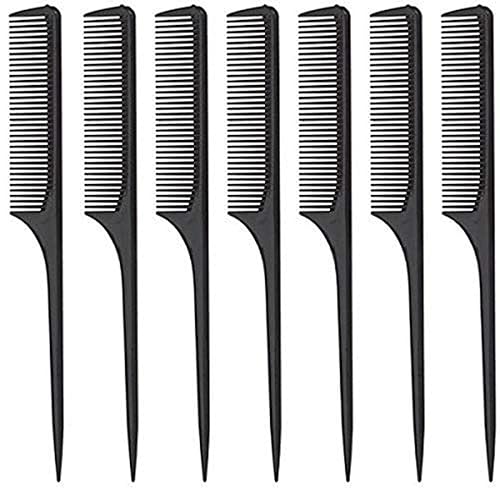 Diane Rat Tail Comb - 12 Count Pack, Black Plastic Hair Styling Tool