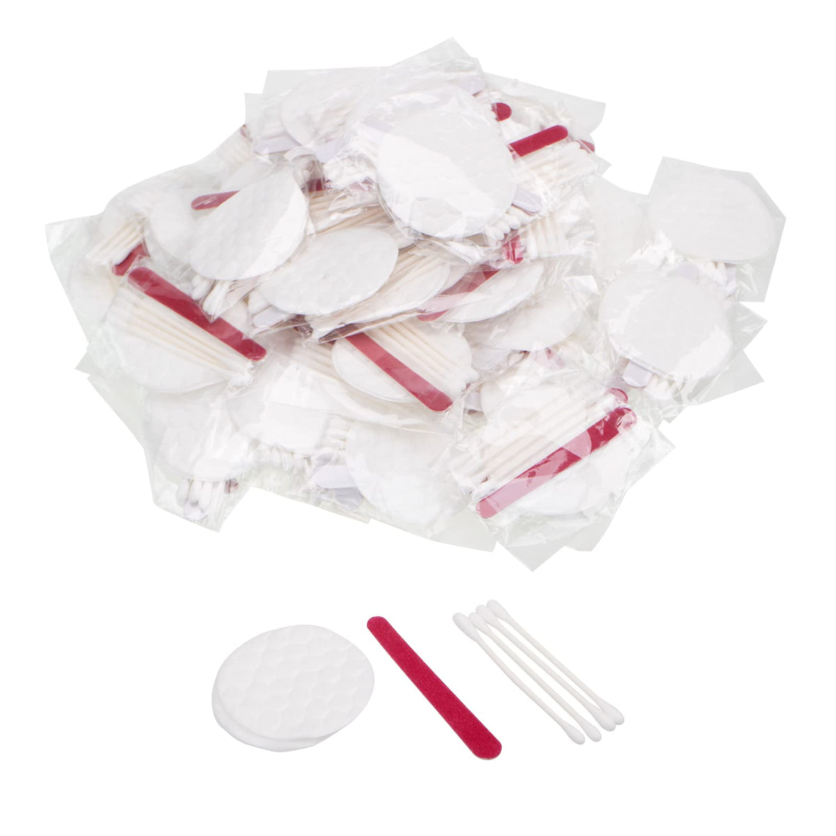 Lxmxgk 100 Set Disposable Hotel Cosmetic Amenities Kit - Cotton Pads, Swabs & Nail Files