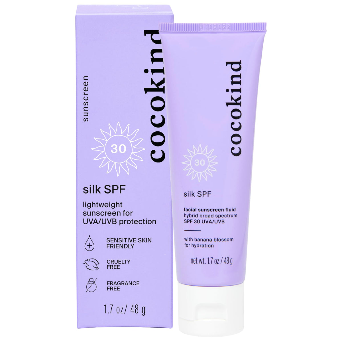 Cocokind Silk Spf 30 Sunscreen For Face, Mineral & Chemical, 1.7 Fl Oz