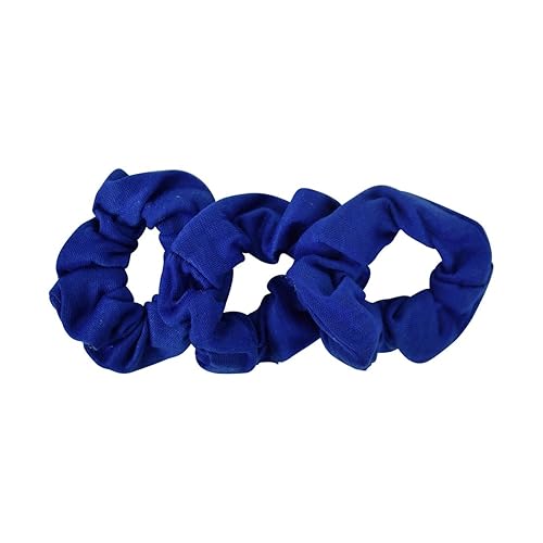 Motique Accessories Small Cotton Scrunchies Hair Bobble Set of 3 - Royal Blue