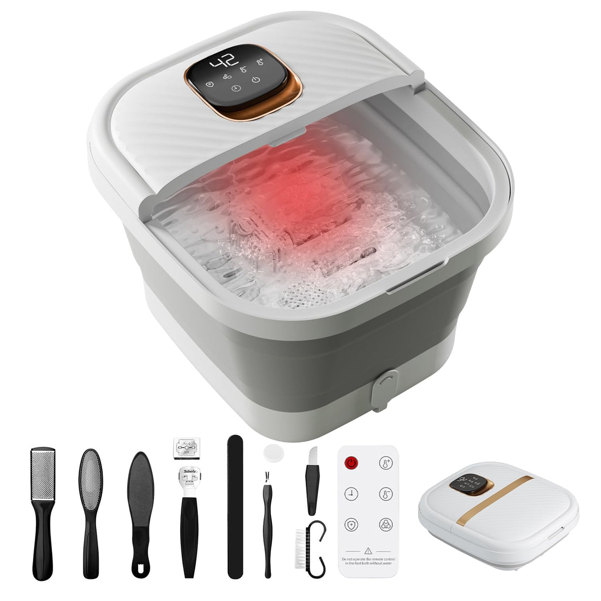 Ackleap Collapsible Foot Spa With Heat, Touchscreen, Massage Rollers - Relaxation Gift For All