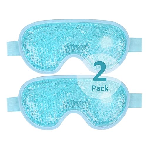 NEWGO Cold Eye Mask - Reusable Gel Ice Pack for Puffiness, Dark Circles, Stress Relief (Blue-2Pack)