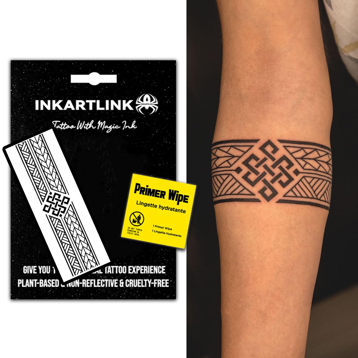 Inkartlink Waterproof Semi-Permanent Temporary Tattoos - Realistic Armband 8 Design