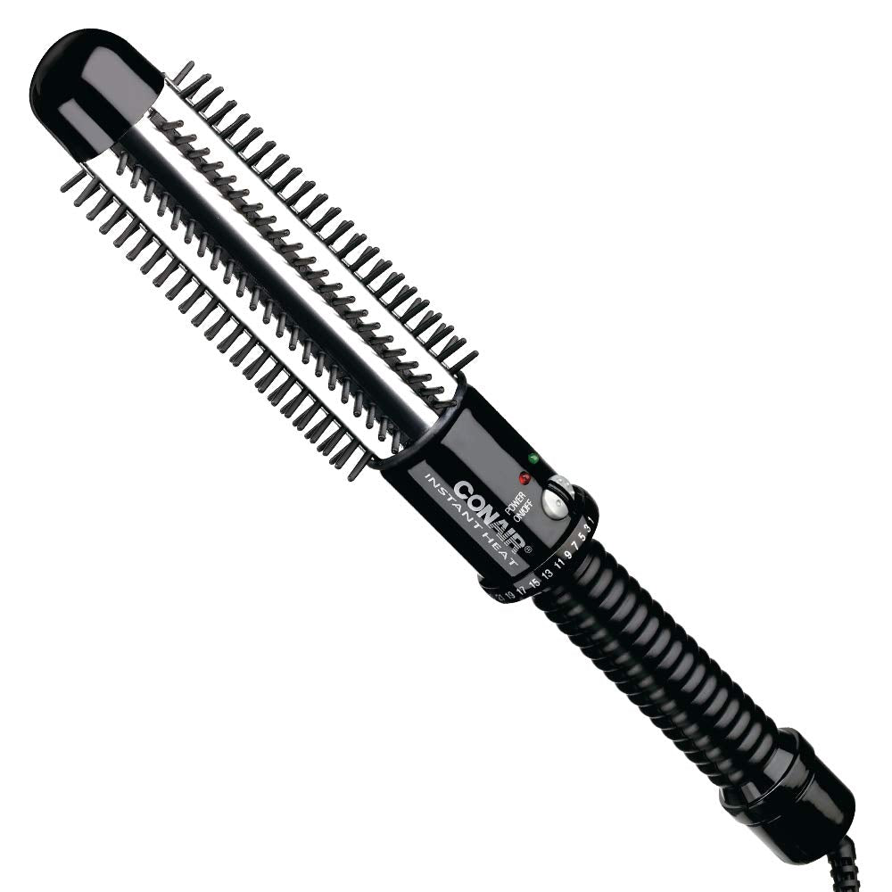 Conair Instant Heat Curling Iron Brush - 1 1/4-Inch Barrel For Short To Medium Hair, Black