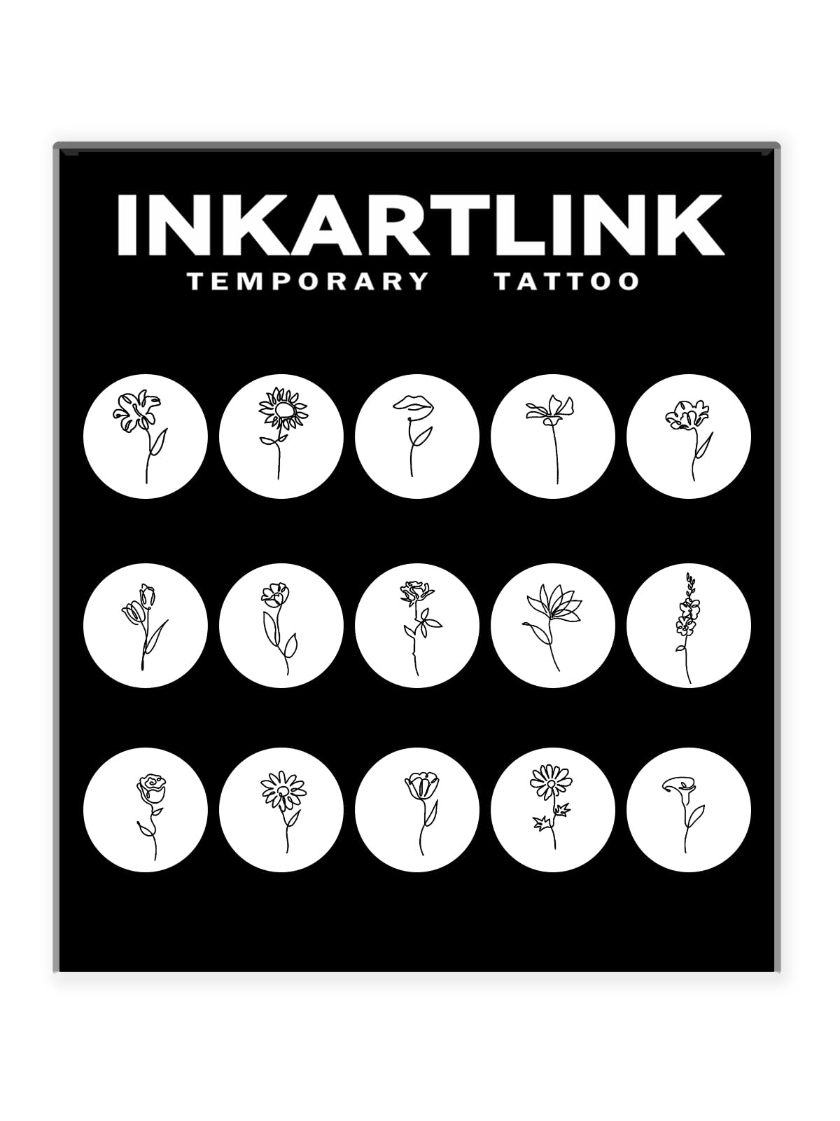 Inkartlink Semi-Permanent Flower Tattoo - 9 Designs, Waterproof, Realistic, 2X3 Inch