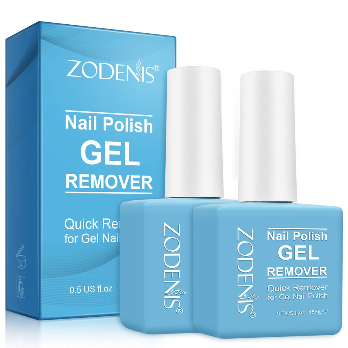 ZODENIS Gel Nail Polish Remover - 2 Pack, Soak-Off & Peel Off in 3-6 Minutes