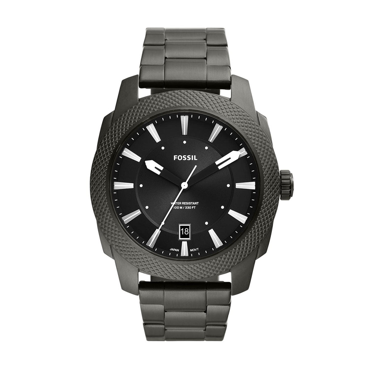 Fossil Men'S Machine 49Mm Quartz Watch, Smoke Stainless Steel, Three-Hand, Model Fs5970