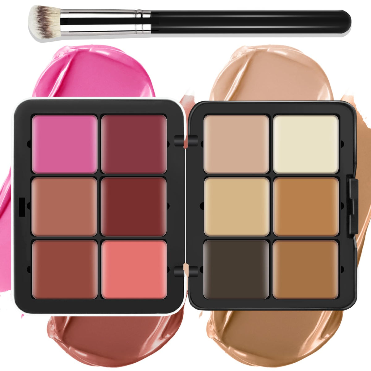 Lsxia 12 Colors Makeup Palette - Blush, Contour & Concealer, Waterproof, Long Wearing, Set #02