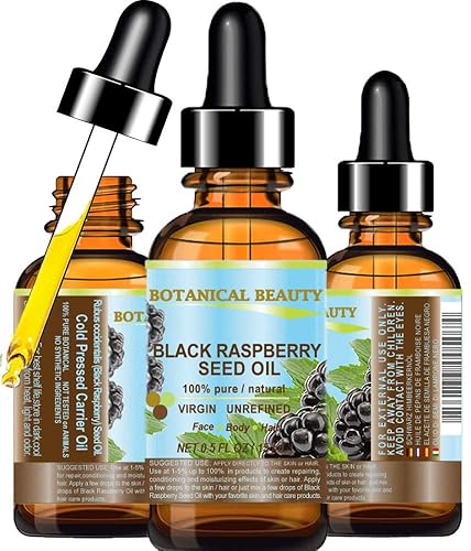 Botanical Beauty Black Raspberry Seed Oil 100% Pure Cold Pressed For Face, Skin & Hair - 0.5 Fl Oz