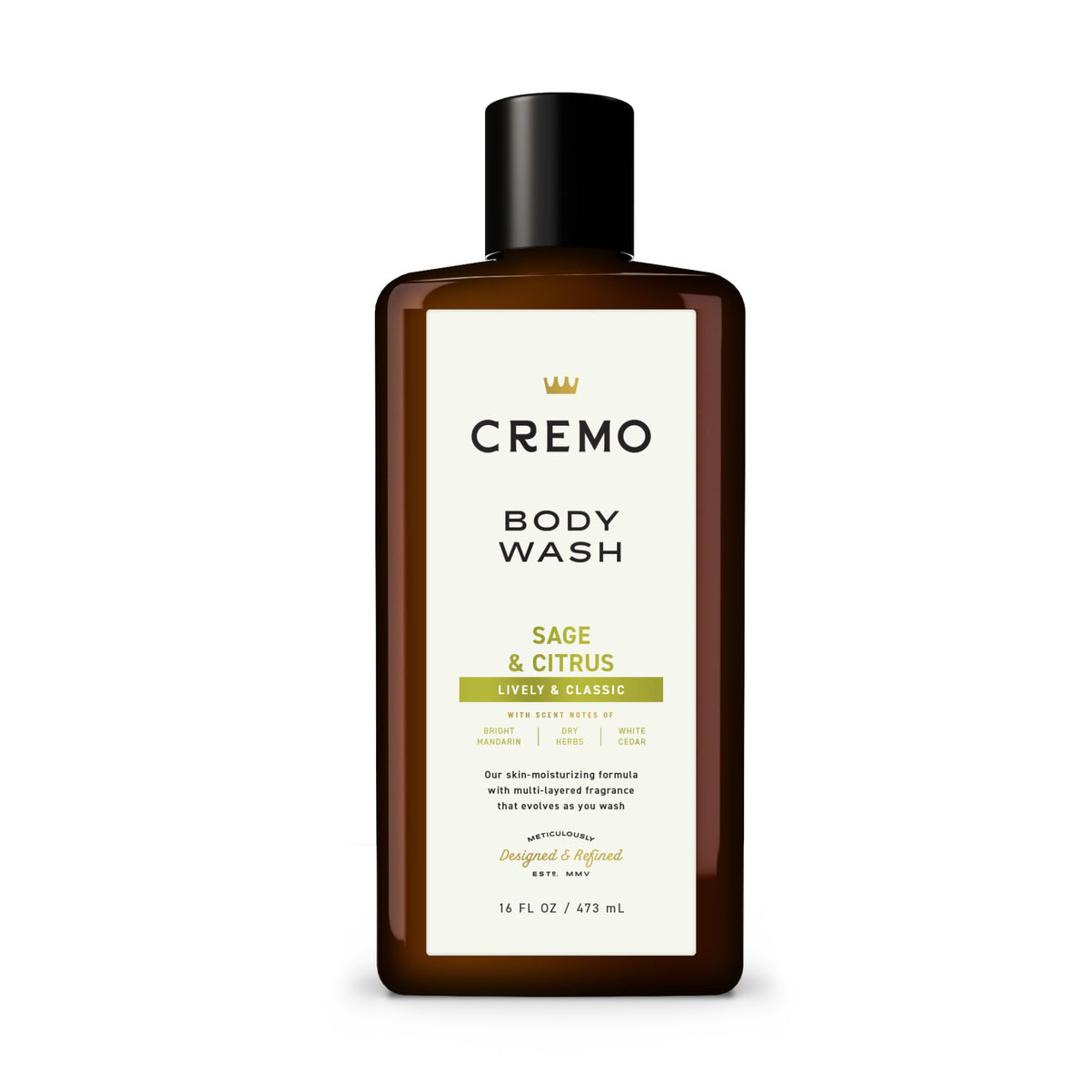 Cremo Body Wash For Men - Revitalizing Mandarin & White Cedar, 16 Fl Oz