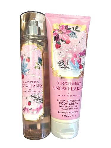 Bath & Body Works Strawberry Snowflakes Fragrance Gift Set - Mist & Cream