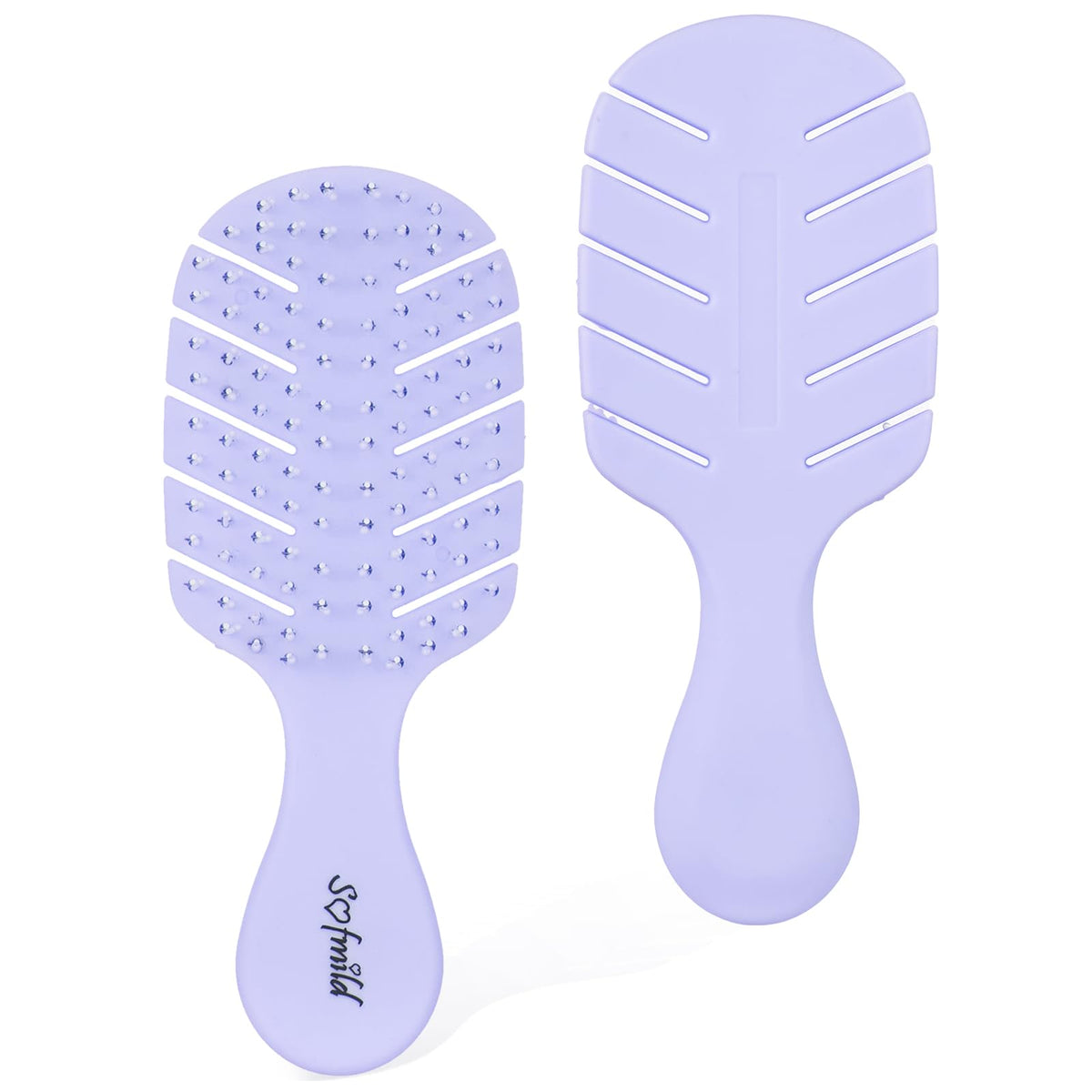 Sofmild Mini Travel Hair Brush - Fast Dry Detangler For Curly Hair, Small Purple