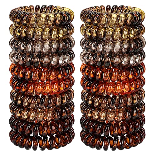 JessLab Amber Spiral Hair Ties, 20 Pcs Traceless No-Crease Ponytail Holders for Women