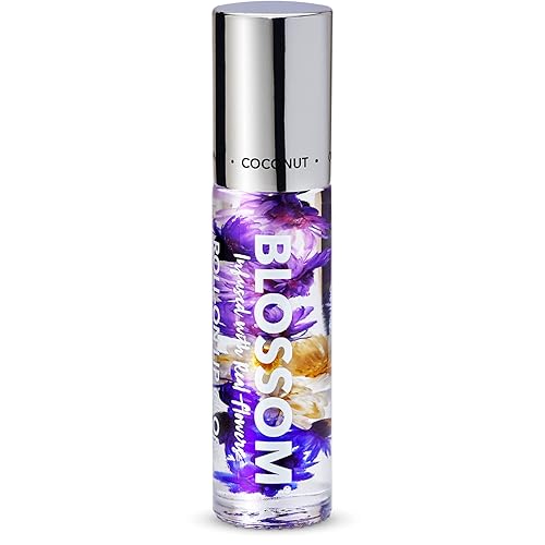 Blossom Lip Gloss - Scented High Shine Moisturizing Lip Oil With Real Flowers, 0.2Oz, Coconut