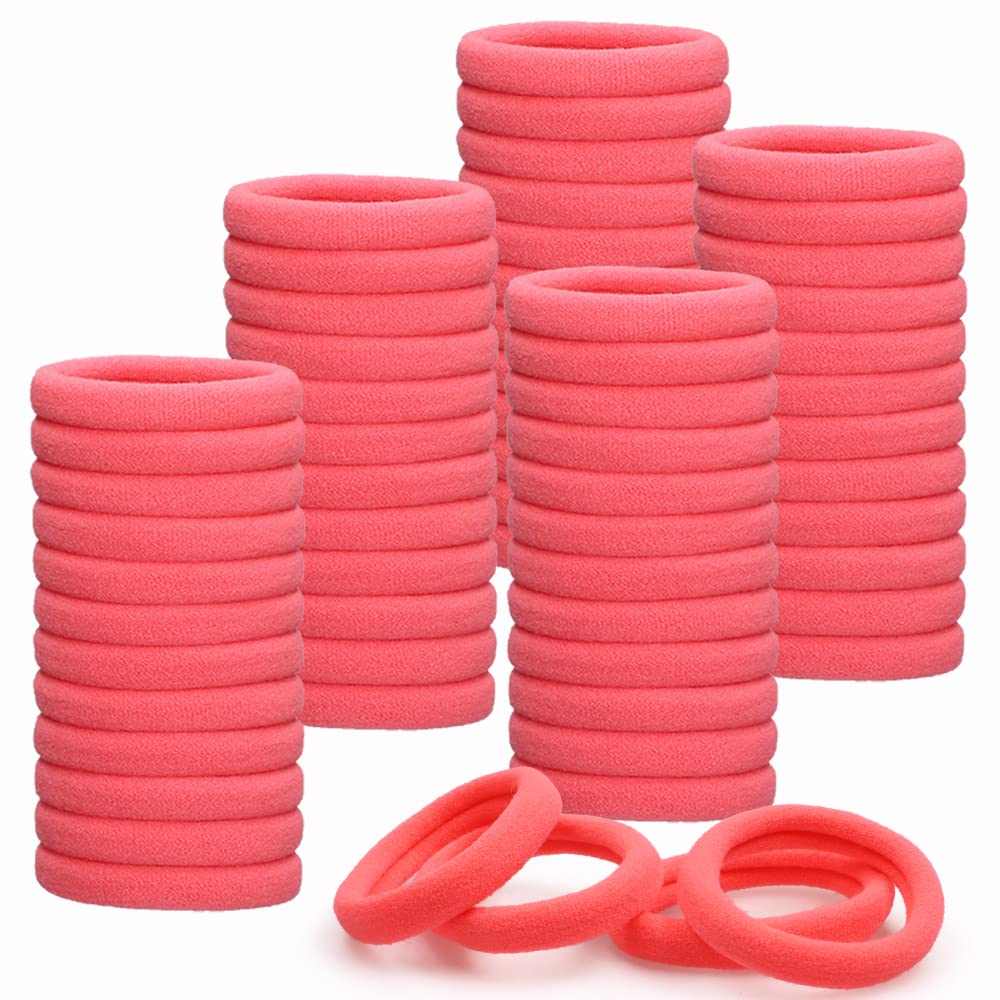 Antye 100Pcs Seamless Hair Ties For Women & Girls, Soft & Stretchy Ponytail Holders - Pink