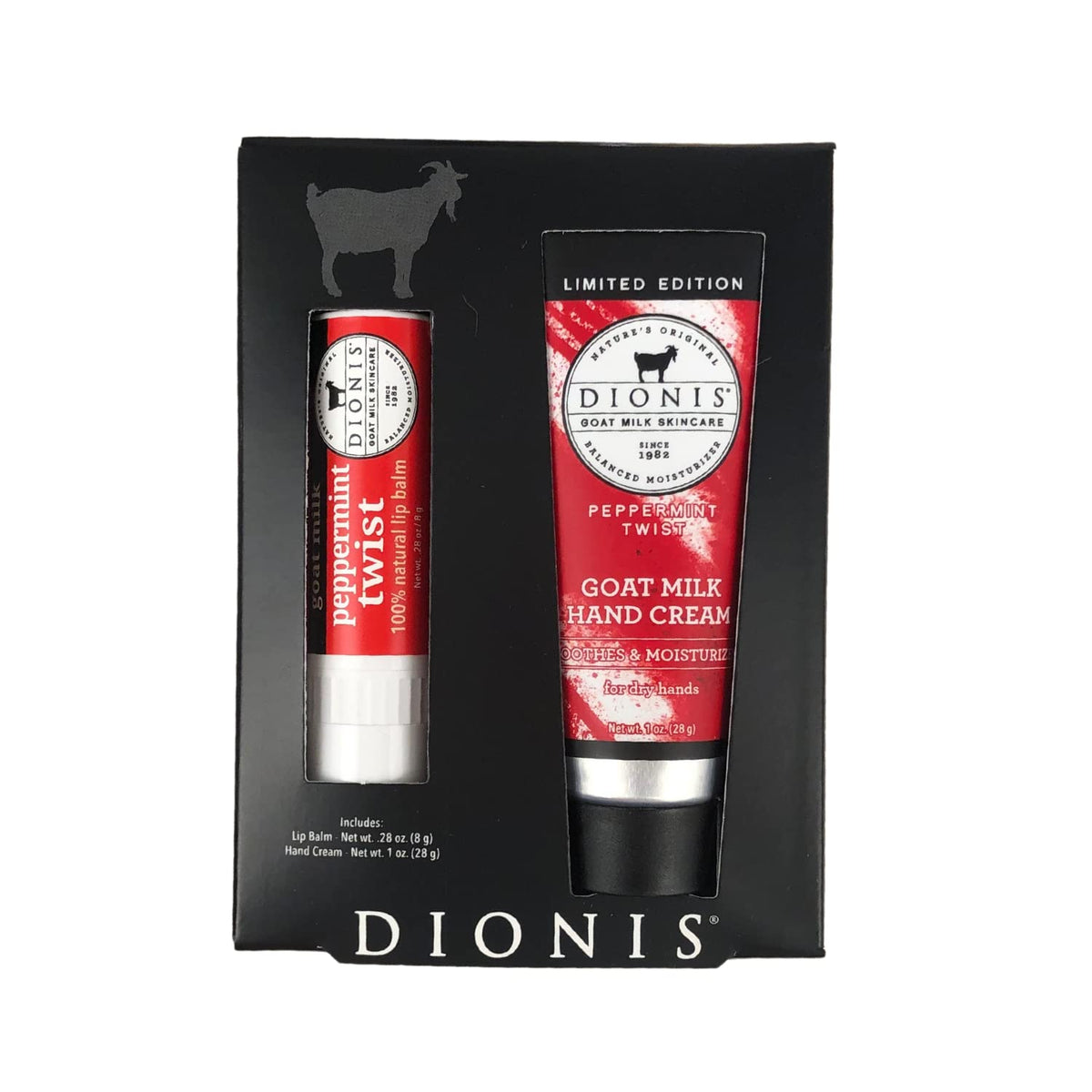 Dionis Goat Milk Hand Cream & Lip Balm Set - Peppermint Scent, 2 Piece, Cruelty-Free, Usa