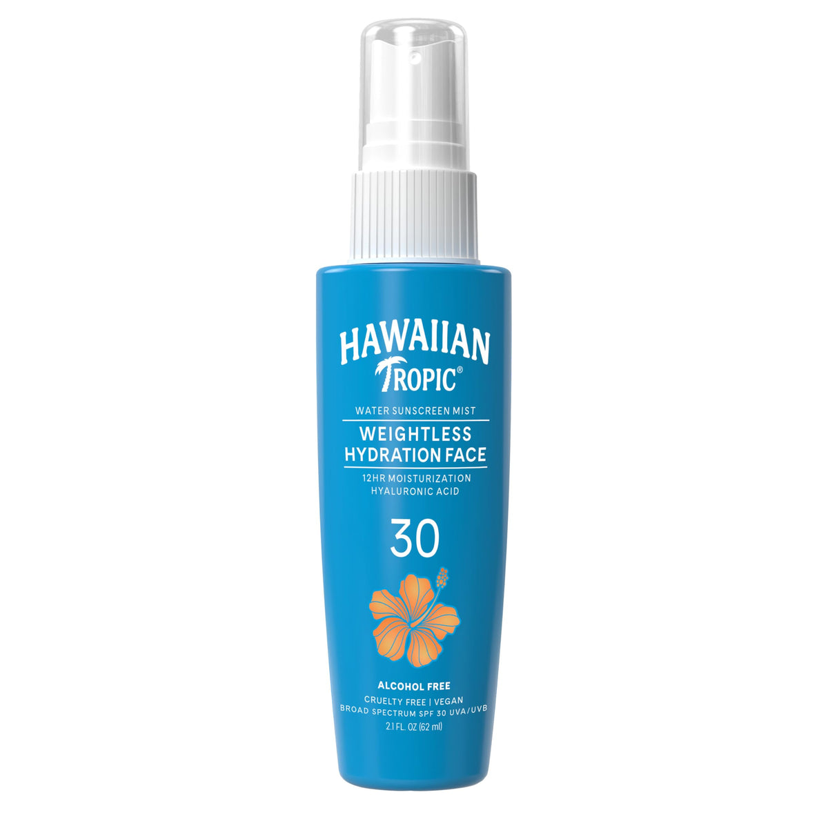 Hawaiian Tropic Spf 30 Weightless Hydration Water Mist For Face, 2.1Oz Travel Size Sunscreen