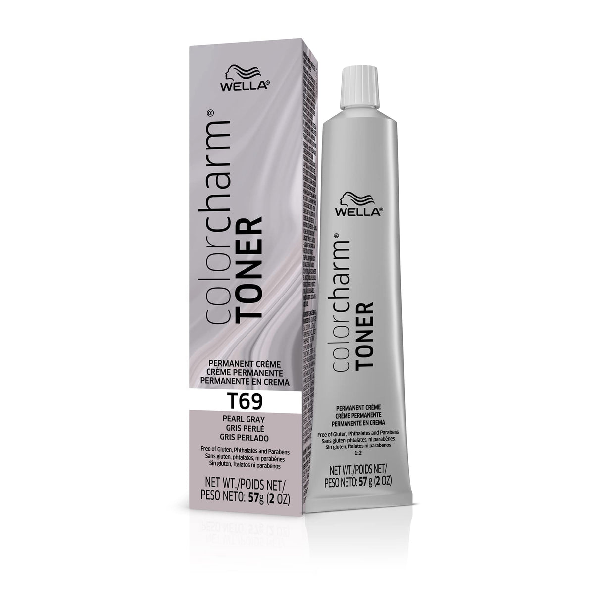 WELLA Color Charm Permanent Crme Toner, Free of Animal-Derivied Ingredients, Parabens Free, Gluten Free, T69 Pearl Gray, 2 oz