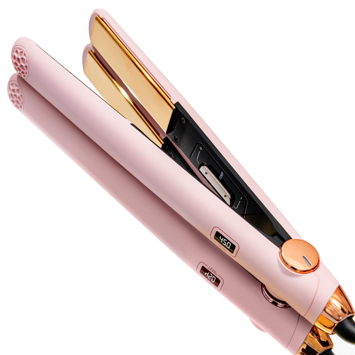 TYMO 2-in-1 Flat Iron Hair Straightener & Curler, 1&quot; Titanium, Fast Heating, Light Pink