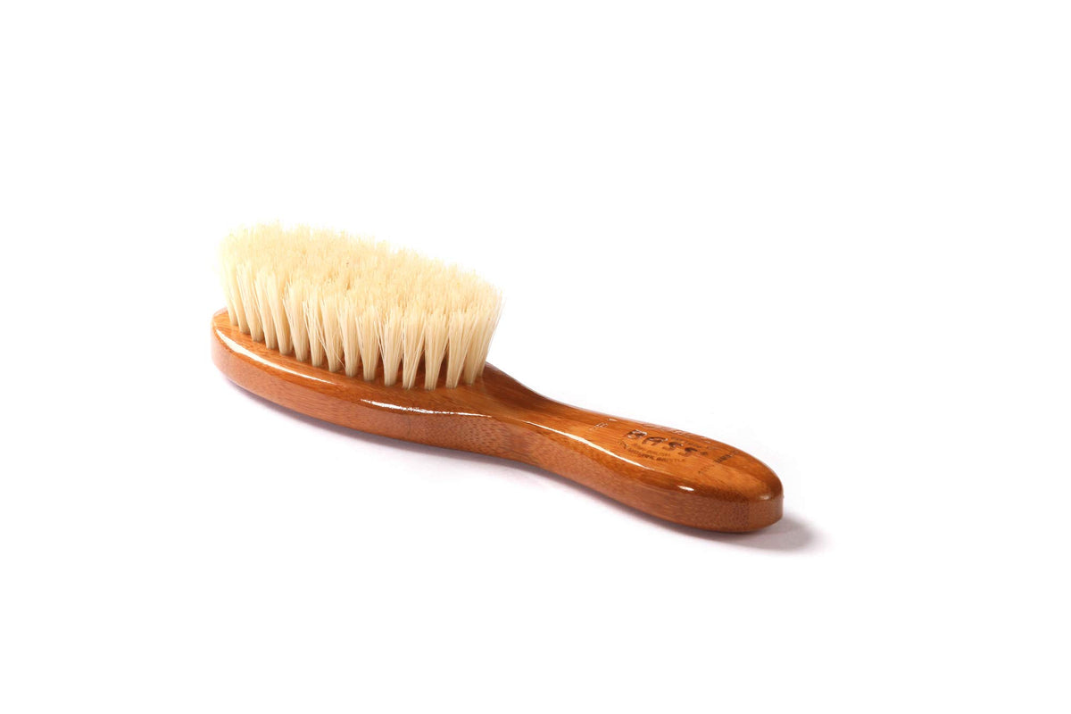 Bass Baby Brush - Natural Soft Bristle, Pure Bamboo Handle, Extra Small Oval, Dark Finish