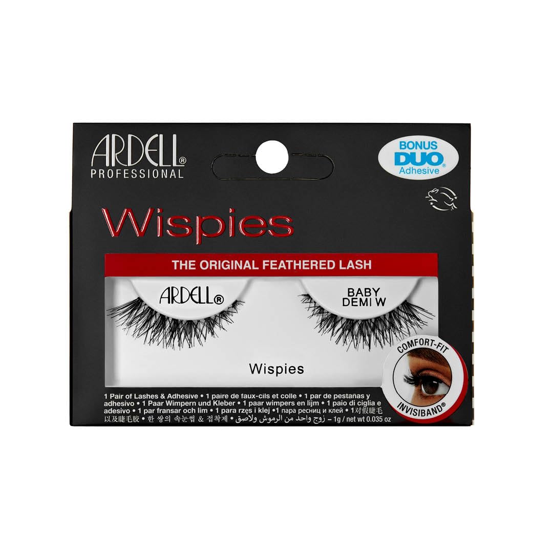 Ardell Baby Demi Wispies False Eyelashes, Black, Light Volume, Vegan, Cruelty-Free, 1 Count