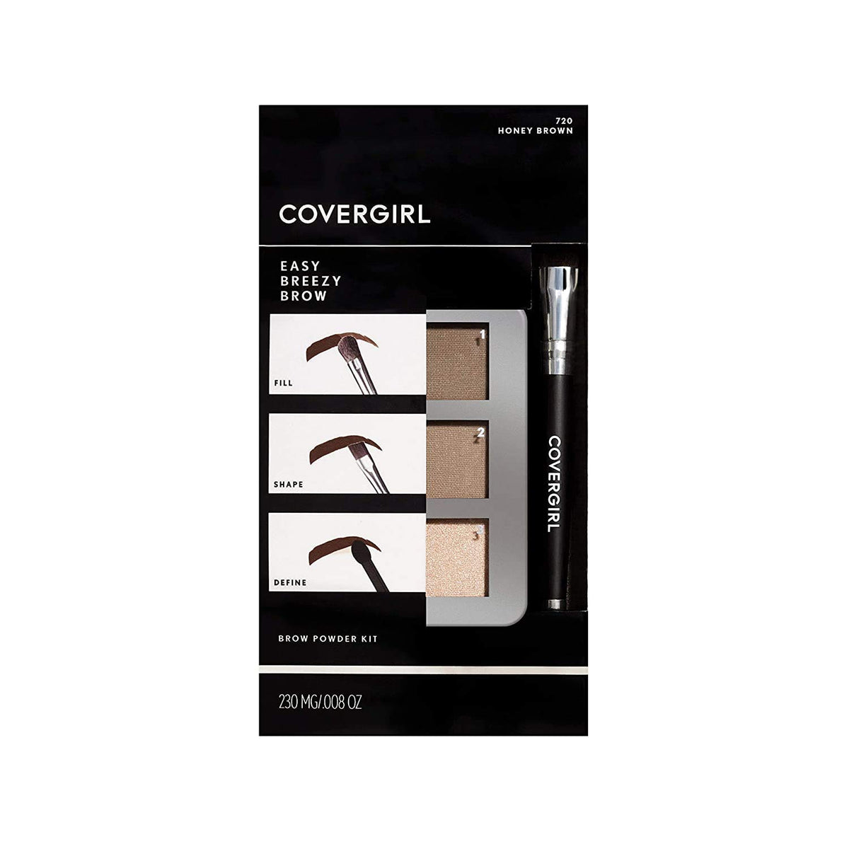 Covergirl Easy Breezy Brow Powder Kit - Soft Blonde, 3 Shades, Double-Ended Brush, Cruelty-Free