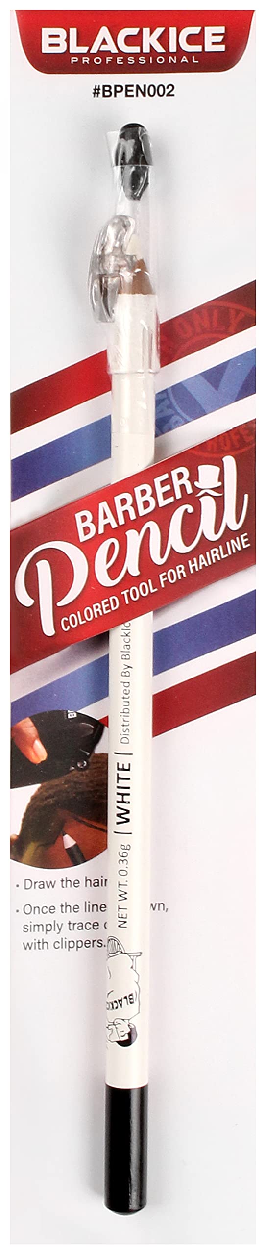 Black Ice White Spray Barber Pencil - 1 Count Wood Tool for Precise Grooming