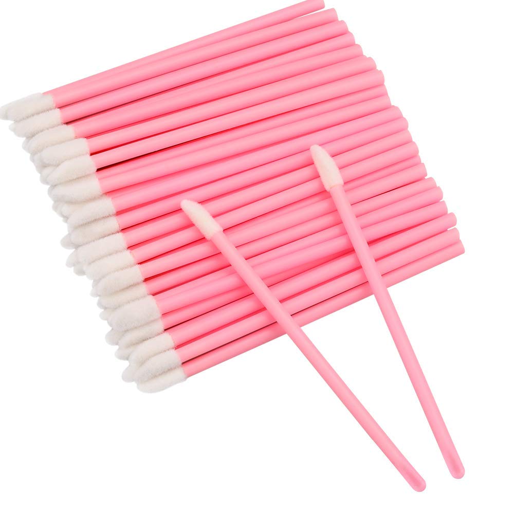 G2Plus 100Pcs Baby Pink Lip Gloss Applicators - Disposable Lip Brushes & Wands For Makeup