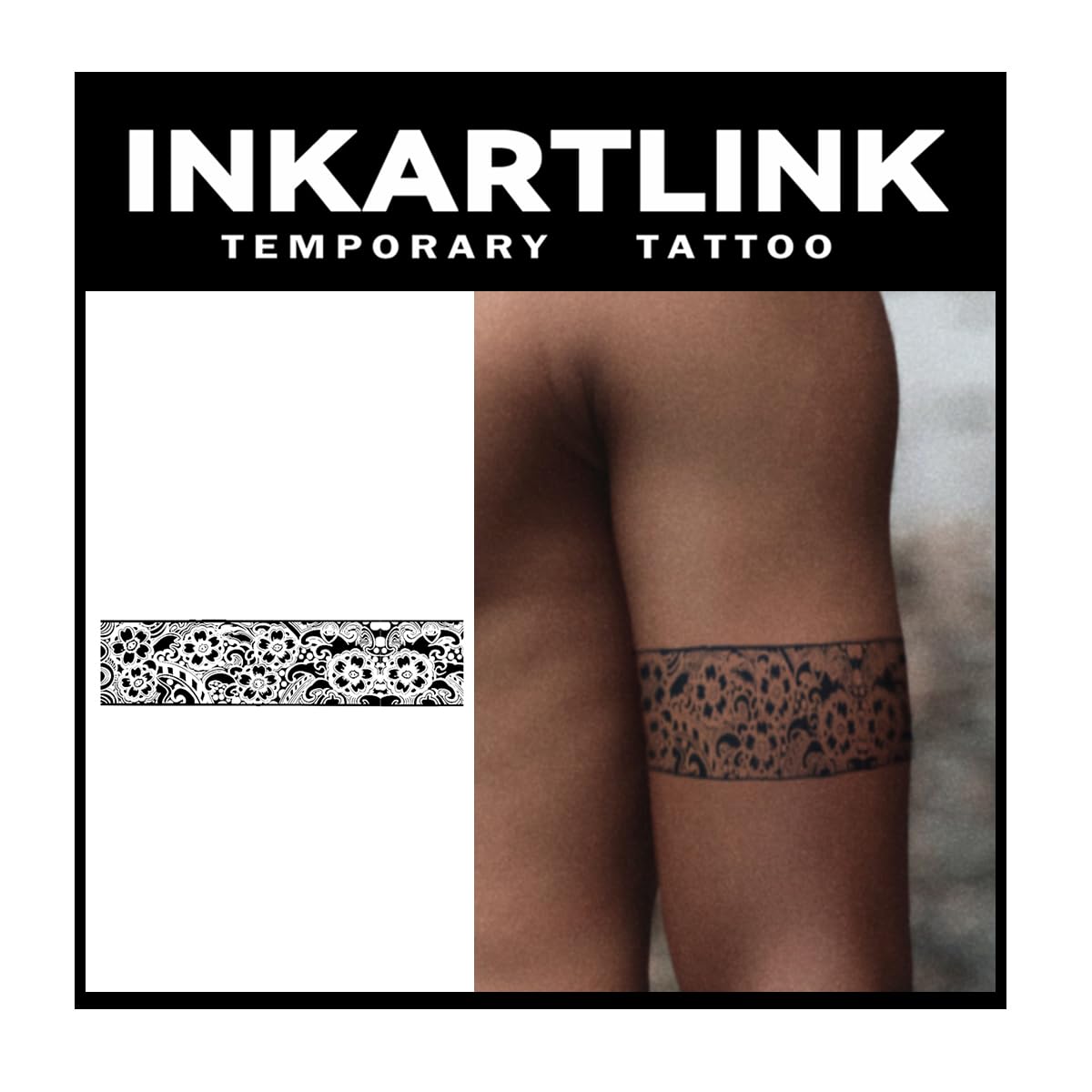 Inkartlink Semi Permanent Tattoo - Ukiyo-E Armlet Design, Waterproof, Realistic Look, Lasts 1-2 Weeks