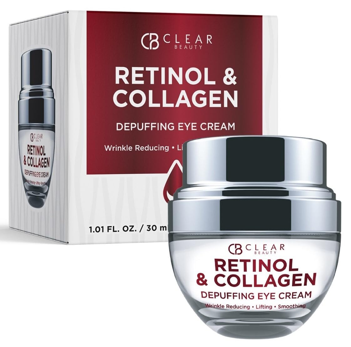 Clear Beauty Retinol Eye Cream With Collagen - Anti-Aging, Dark Circles & Puffiness Relief - 1.01 Oz