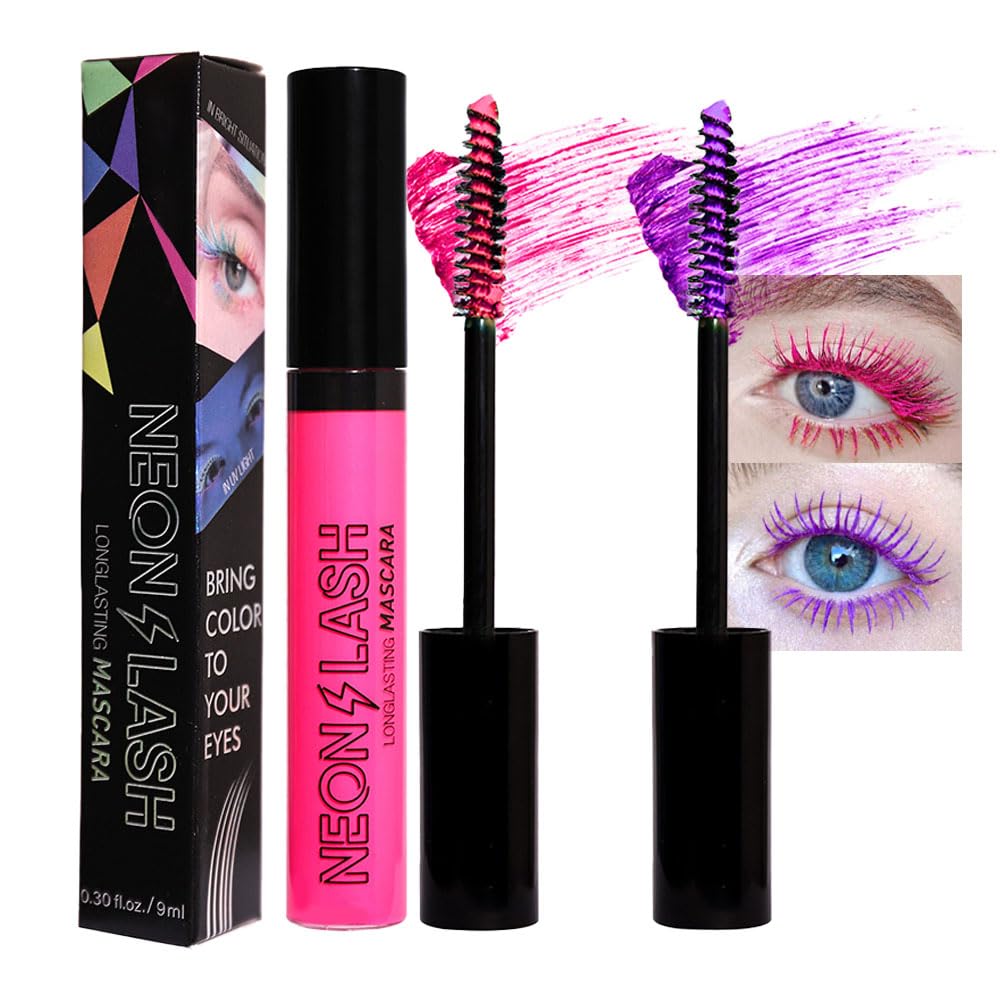 Bingbrush 2 Colored Mascara Set - Red & Purple Waterproof Vegan Eye Makeup For Halloween