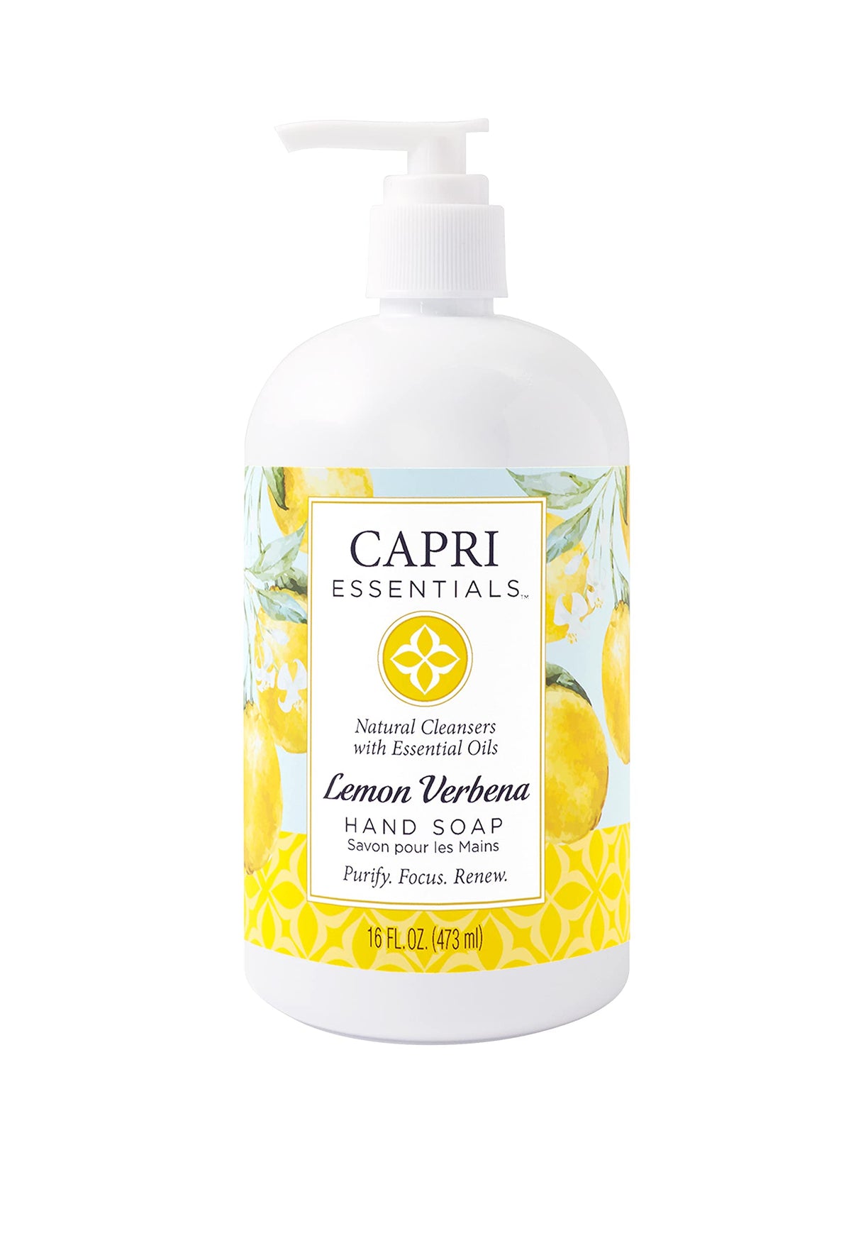 Capri Essentials Lemon Verbena Hand Soap - Natural, Plant-Based, Chemical-Free, 16 Oz