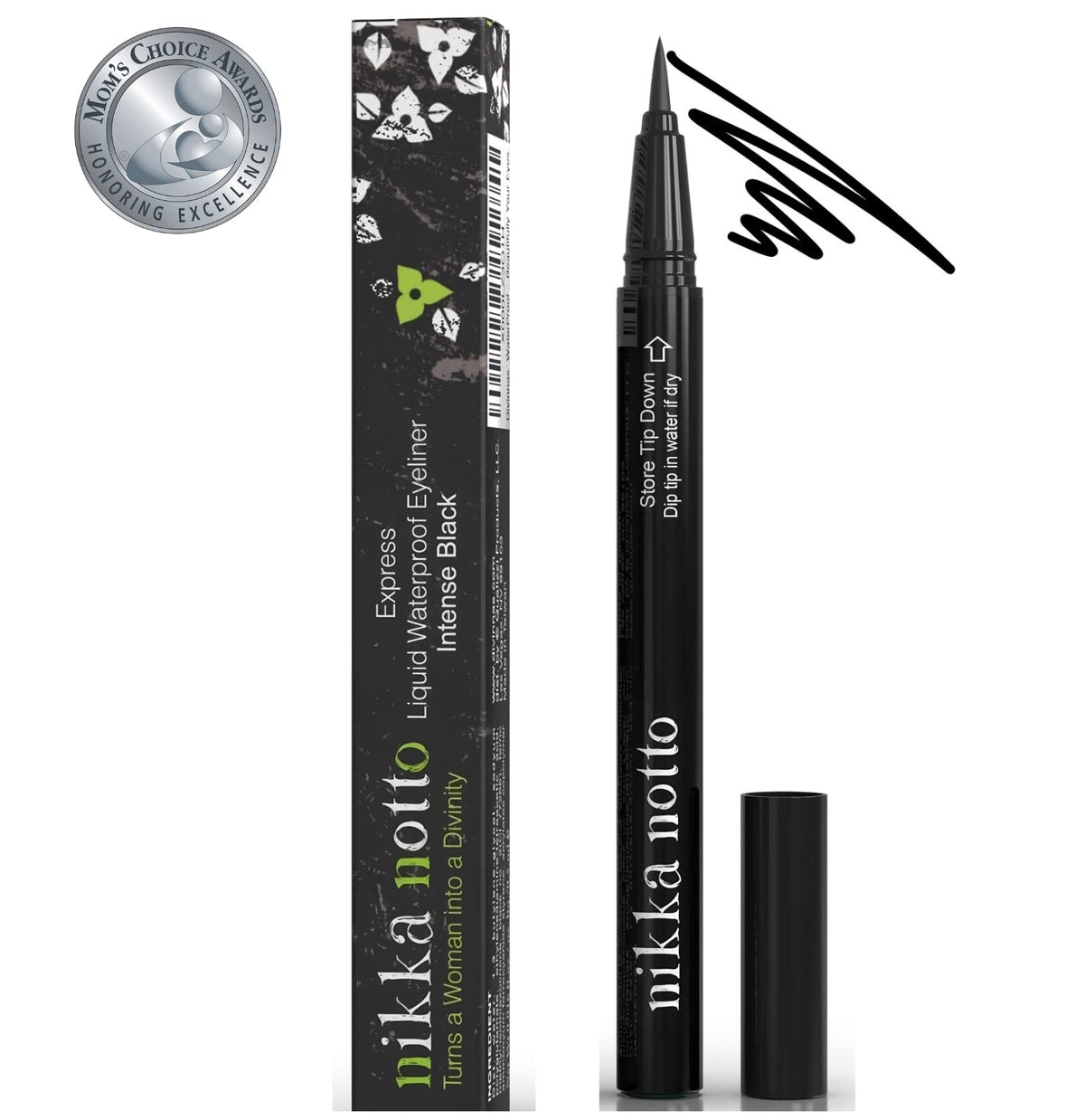 Nikka Notto Waterproof Liquid Eyeliner - Satin Black, Smudge Proof, Quick Dry, Precise Pen