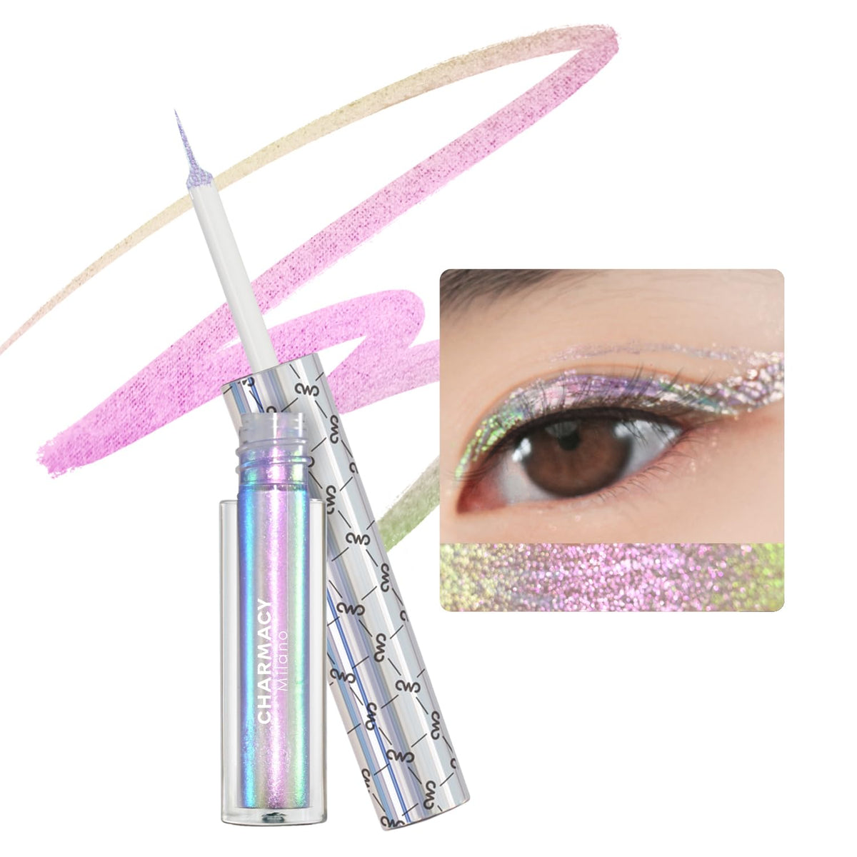 Charmacy Chameleon Liquid Eyeliner #305 - Highly Pigmented, Waterproof Glitter, Ultra-Fine Tip