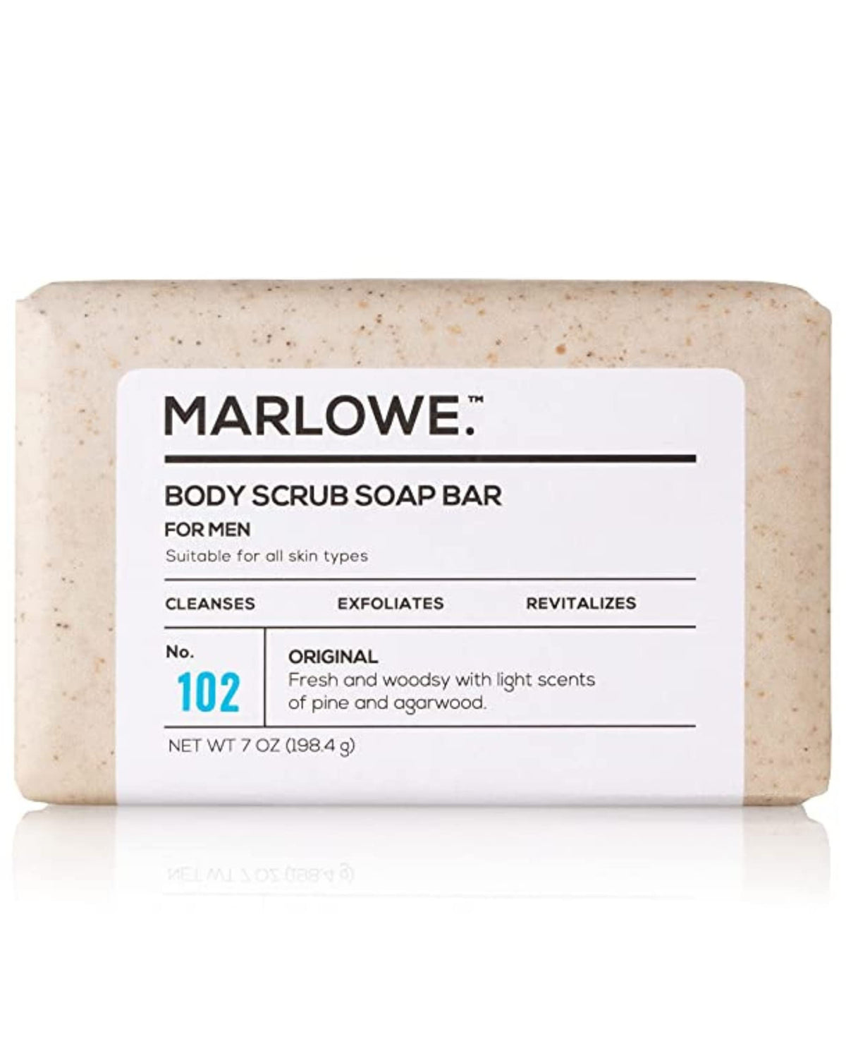 Marlowe. No. 102 Men'S Body Scrub Soap 7 Oz - Exfoliating Bar With Natural Ingredients, Woodsy S