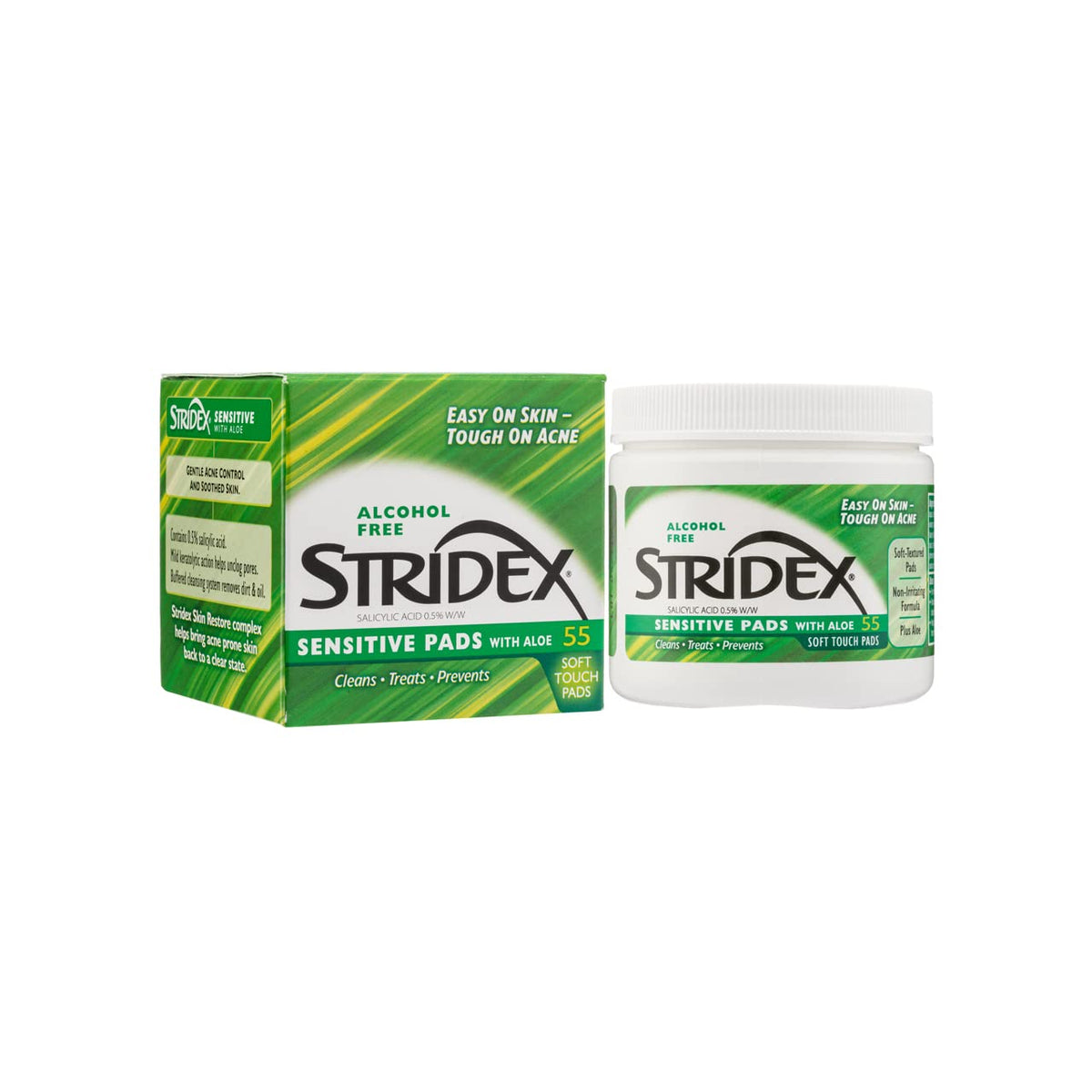 Stridex Daily Care Acne Pads With Aloe For Sensitive Skin - 55 Count