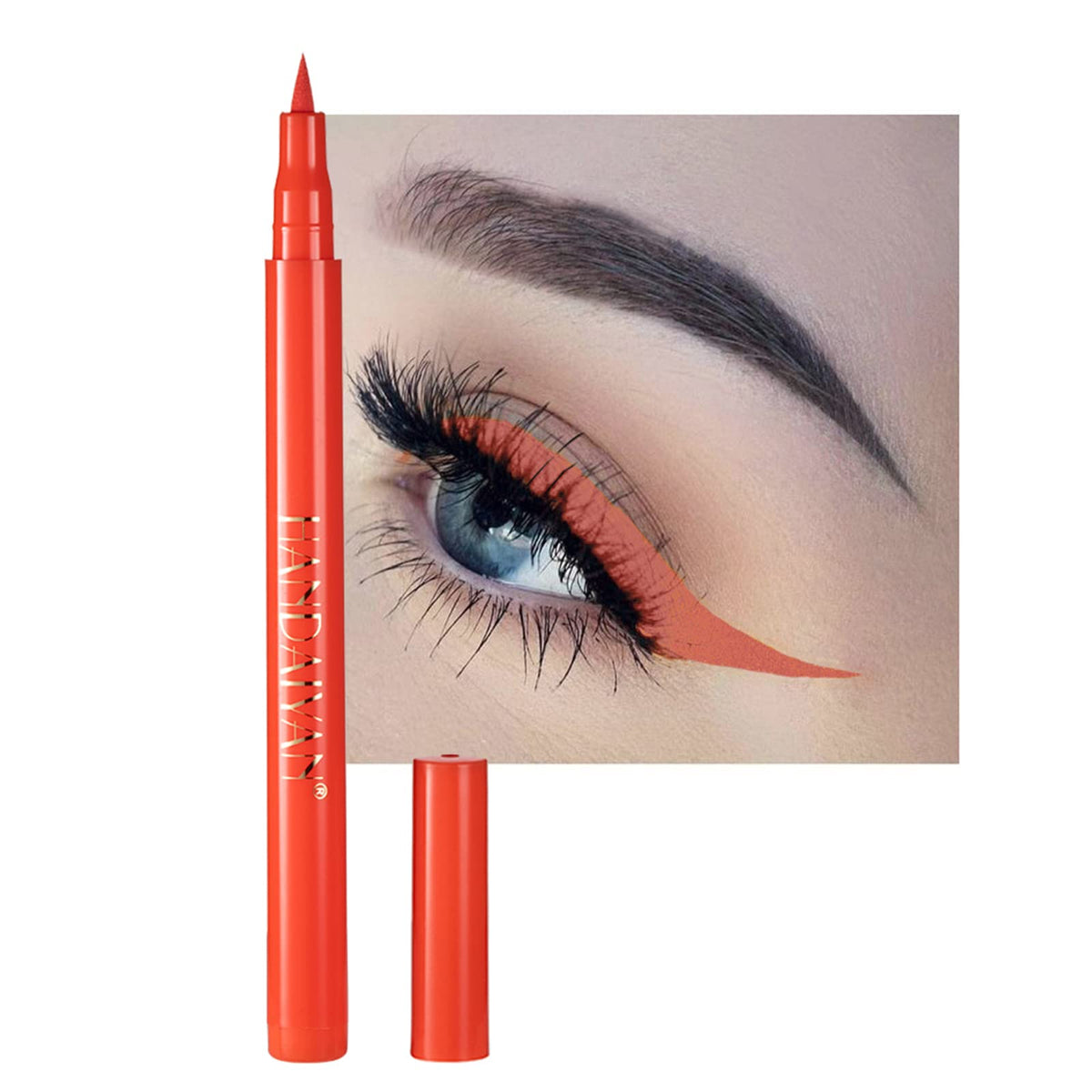 Dekrion Orange Liquid Eyeliner - Long-Lasting Waterproof, High-Pigmented Eye Makeup, 1Pc