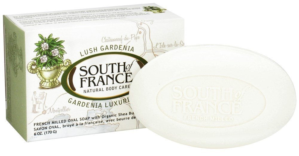 South Of France Gardenia Milled Bar Soap, 6 Ounce - Luxurious Moisturizing Cleanser