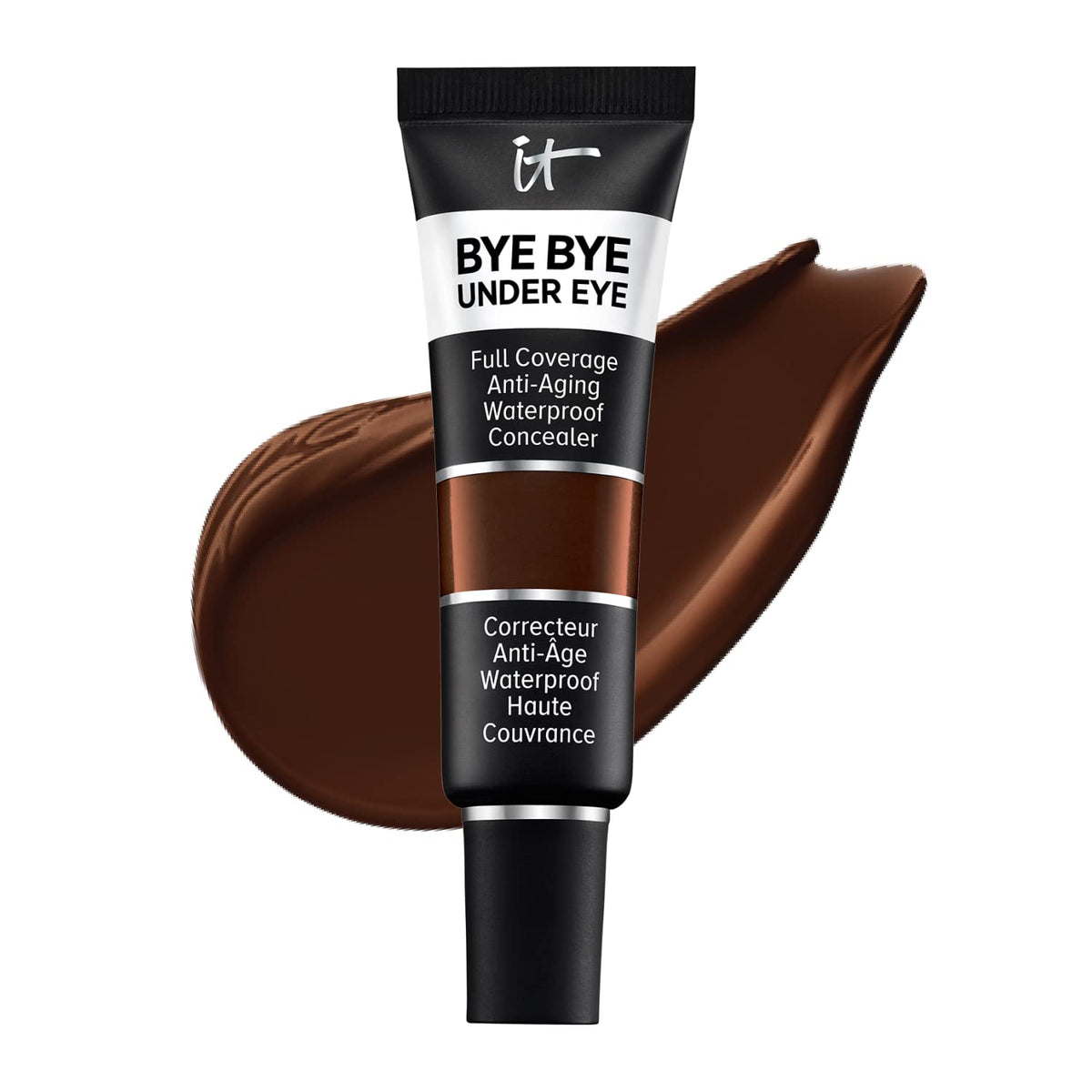 It Cosmetics Bye Bye Under Eye Concealer - Full Coverage, Waterproof, 25.5 Deep Ebony, 0.4 Oz