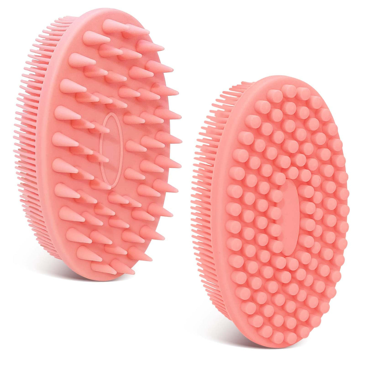 Geenoa Soft Silicone Body Scrubber 2Pcs - Dual-Sided Gentle Loofah, Pink, Replaceable Brush Head