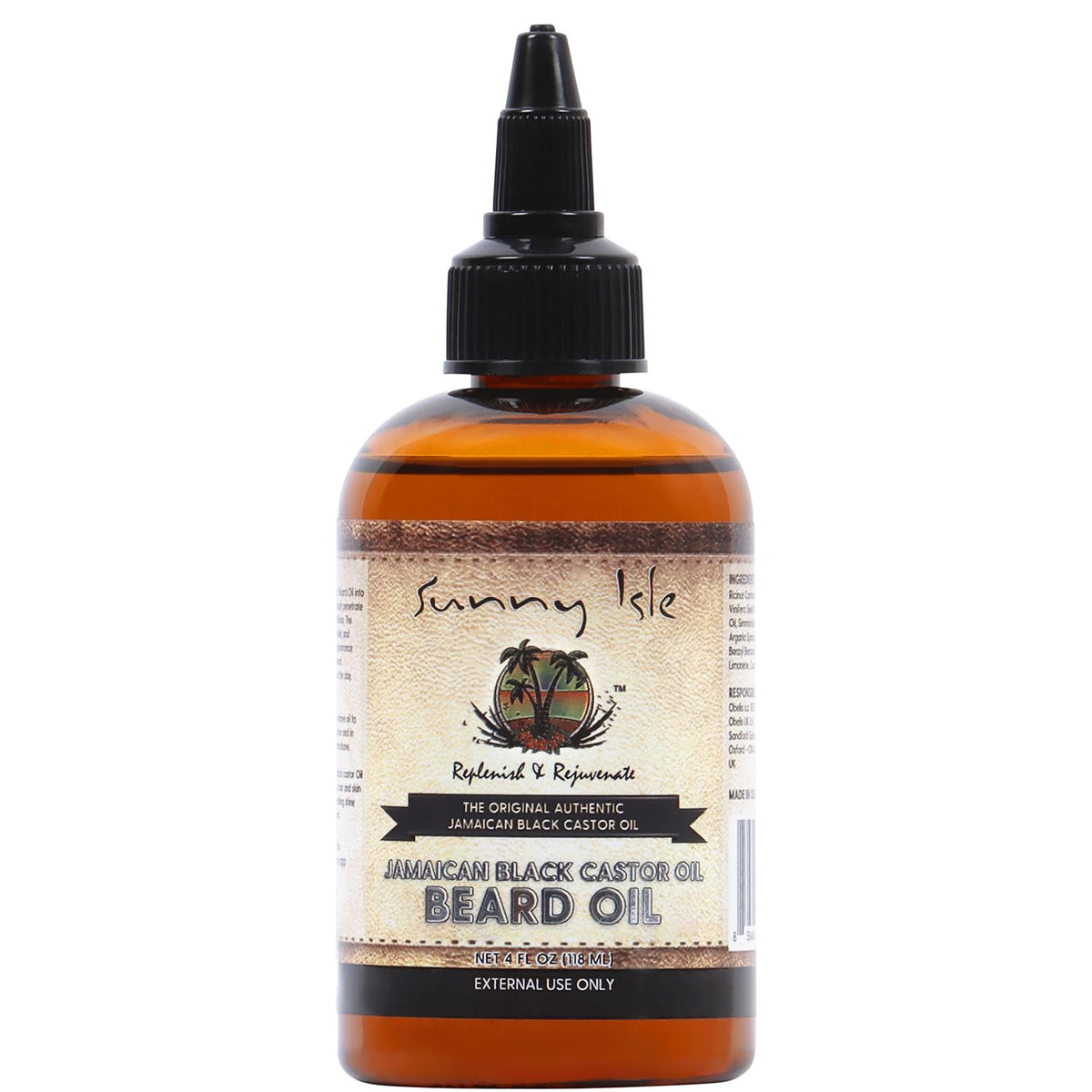 Sunny Isle Jamaican Black Castor Oil Beard Oil 4Oz | Strengthens & Softens Beards & Mustaches