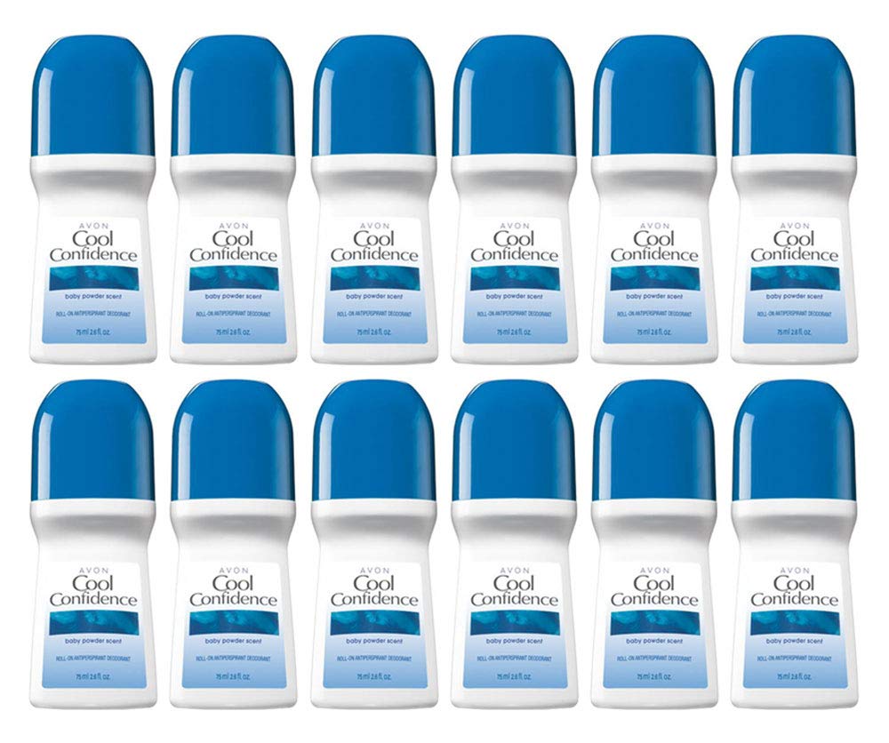 Avon Cool Confidence Baby Powder Roll-On Deodorant 2.6 Oz - 12-Pack Anti-Perspirant