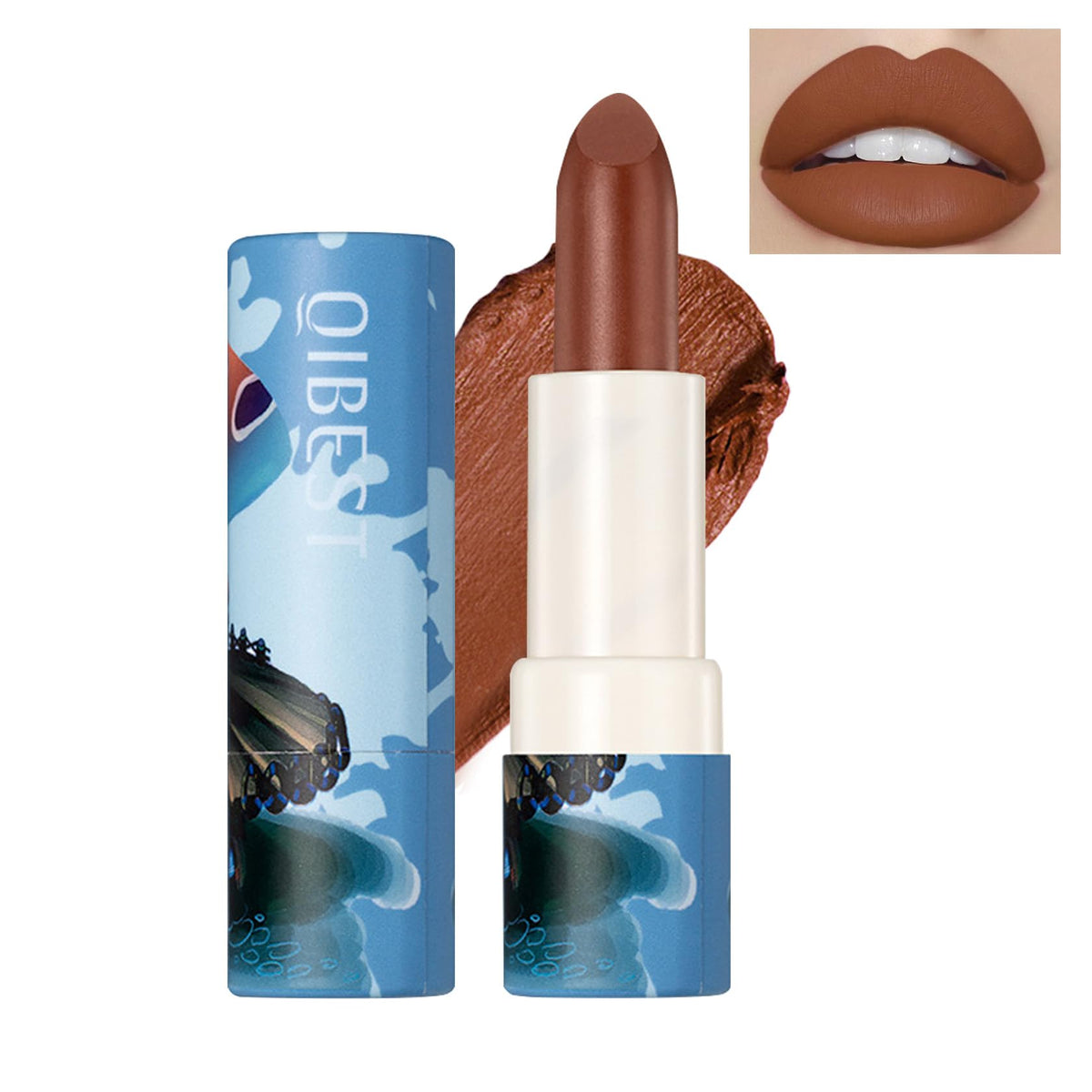 Qiufsse Matte Nude Lipstick - Long-Lasting Waterproof, Moisturizing Velvet - Color 06, 0.04 Oz