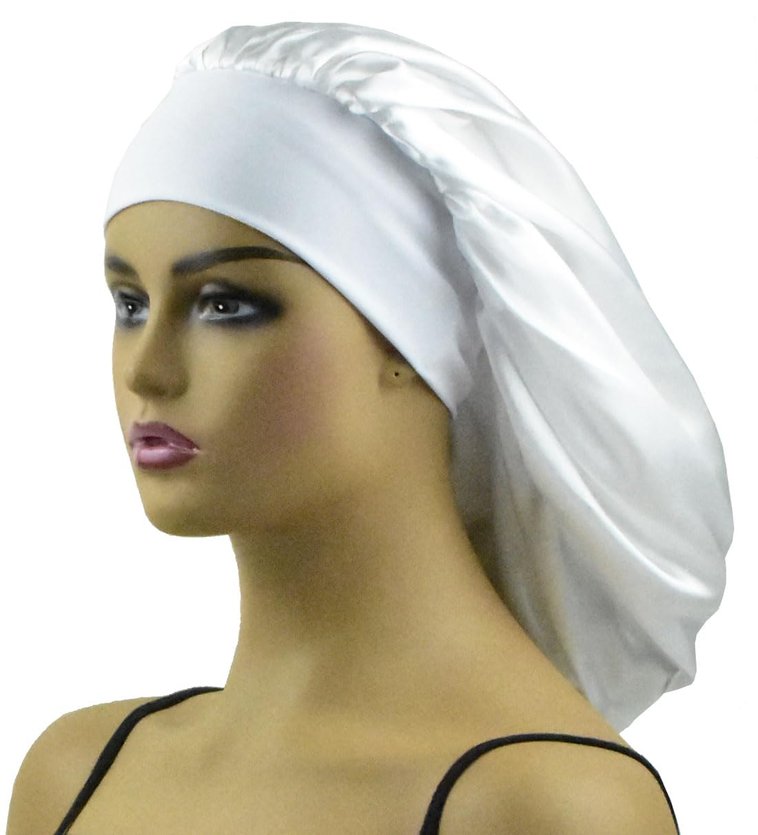 Ailonshawn Extra Large White Silk Bonnet For Women - Satin Sleep Cap For Long Hair & Braids