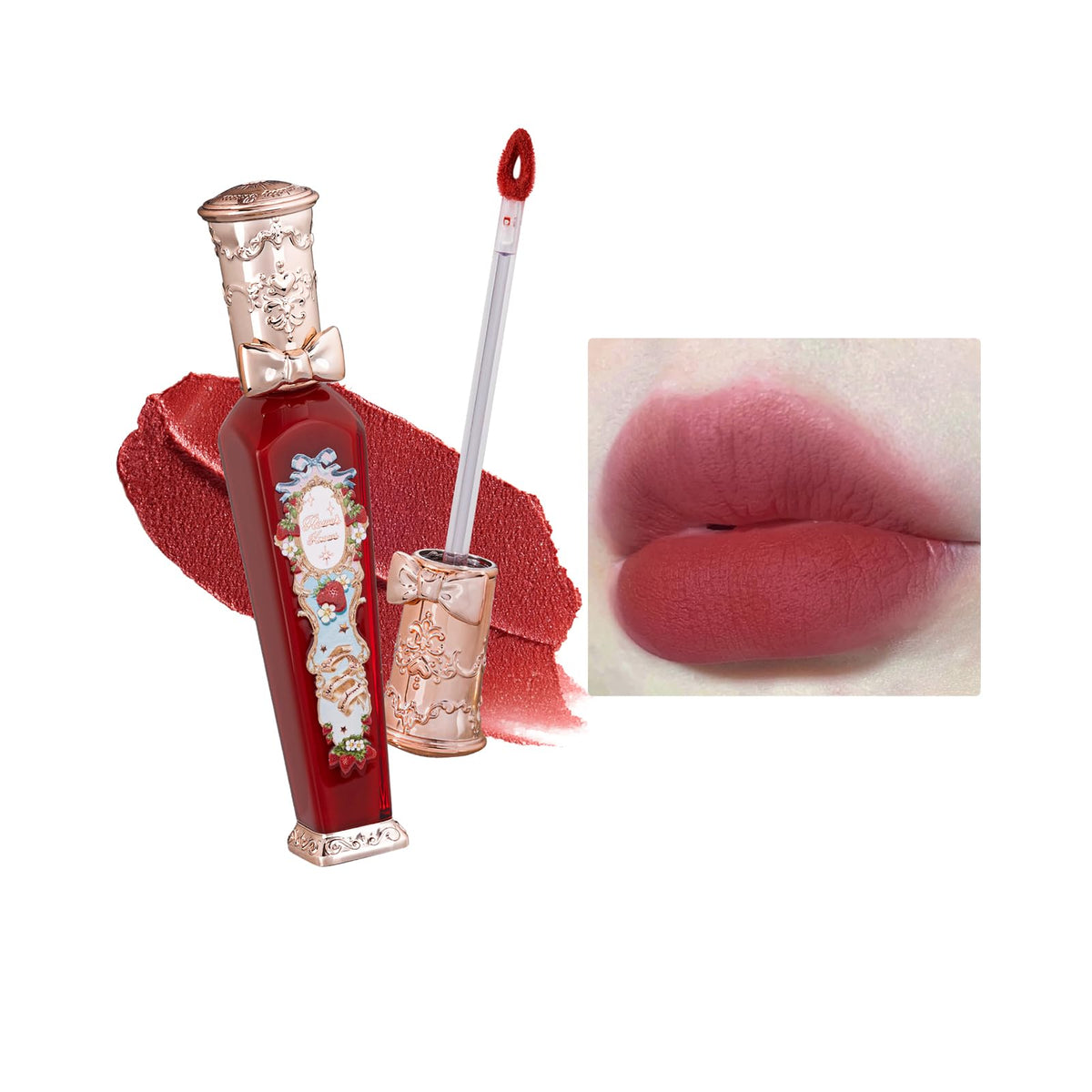 Flower Knows Strawberry Rococo Matte Lip Cream - Long Lasting, Waterproof, S08 Velvet Redwood