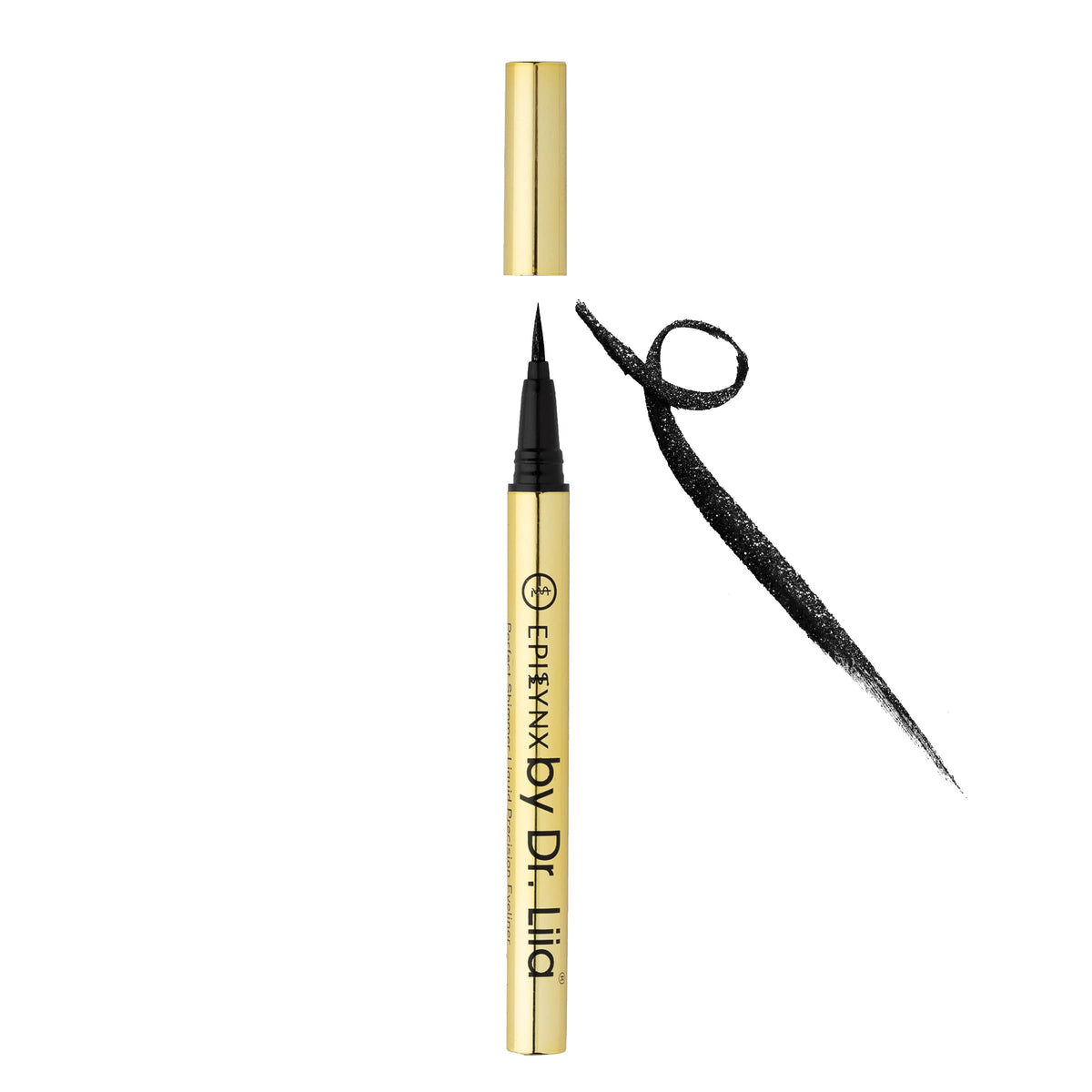 EPILYNX Long Lasting Waterproof Liquid Eyeliner - Vegan, Gluten-Free, Shimmer Black, 2mL