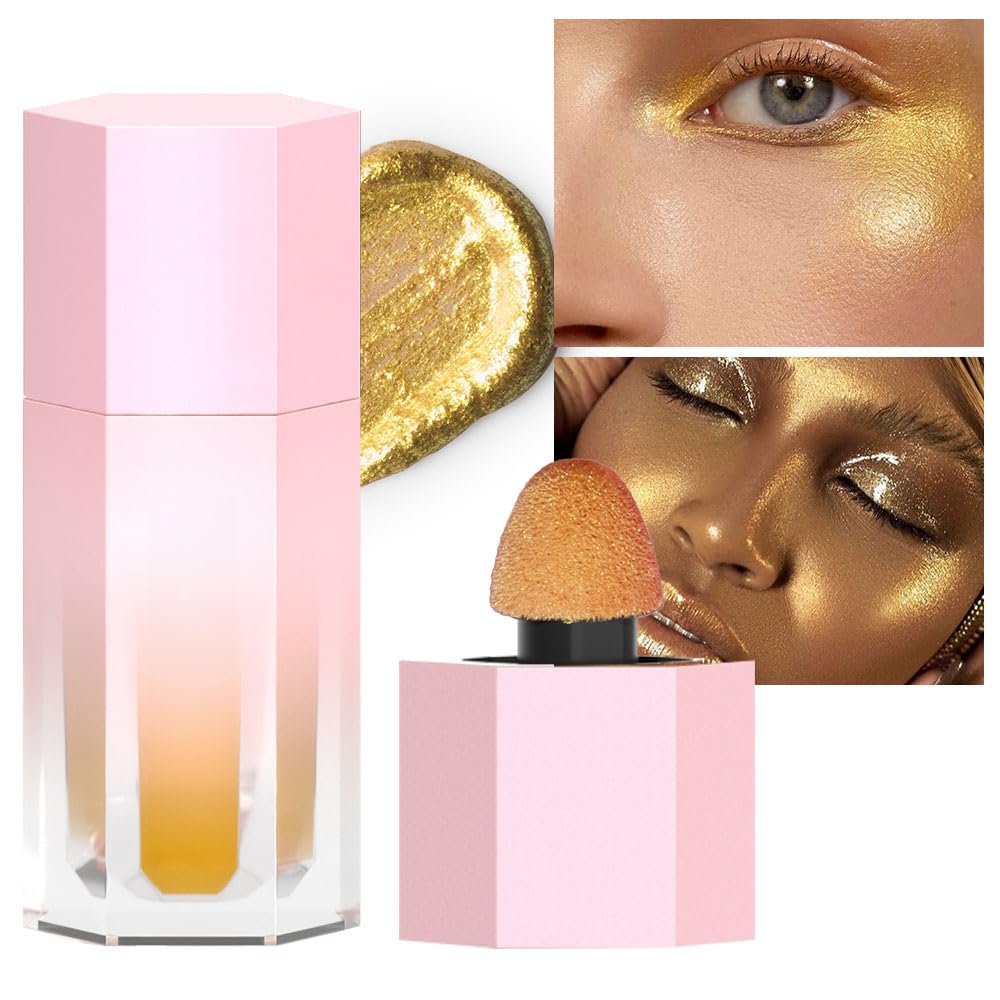 Evpct Gold Highlighter Makeup Liquid - Waterproof Glitter Face & Body Illuminator, 0.21 Fl Oz