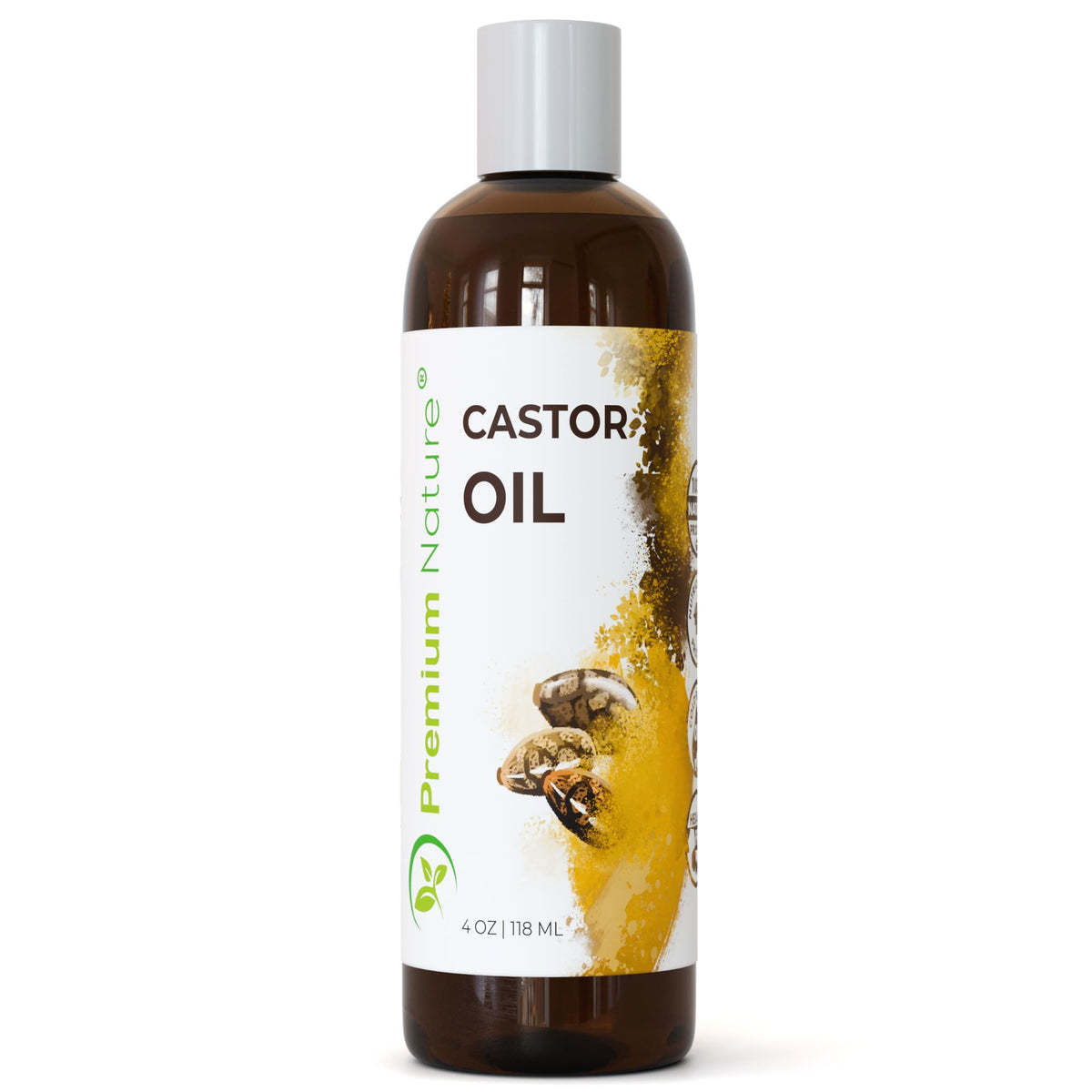 Premium Nature Cold Pressed Castor Oil - 4 oz Natural Moisturizer for Skin, Hair & Eyelashes